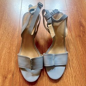 Light blue wedge sandals